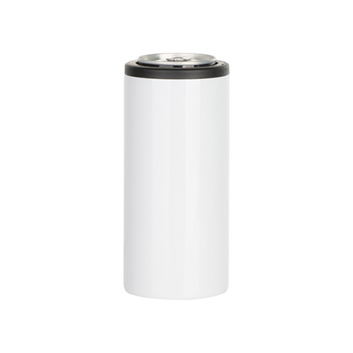 HPN SubliCraft White Sublimation Stainless Steel Can Cooler for Skinny 12 oz. Cans