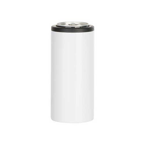 White Stainless Steel Sublimation Skinny Can Cooler - 12oz.