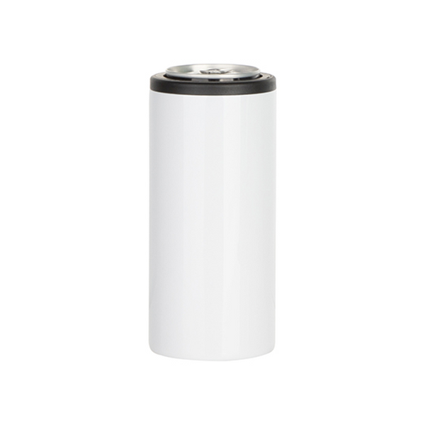 HPN SubliCraft White Sublimation Stainless Steel Can Cooler for Skinny 12 oz. Cans