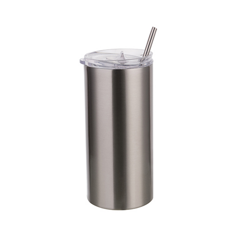 HPN SubliCraft 16 oz. Silver Sublimation Stainless Steel Skinny Tumbler