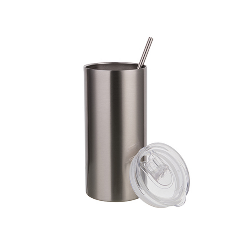 HPN SubliCraft 16 oz. Silver Sublimation Stainless Steel Skinny Tumbler