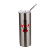 HPN SubliCraft 20 oz. Silver Sublimation Stainless Steel Skinny Tumbler with Straw - HeatPressNation