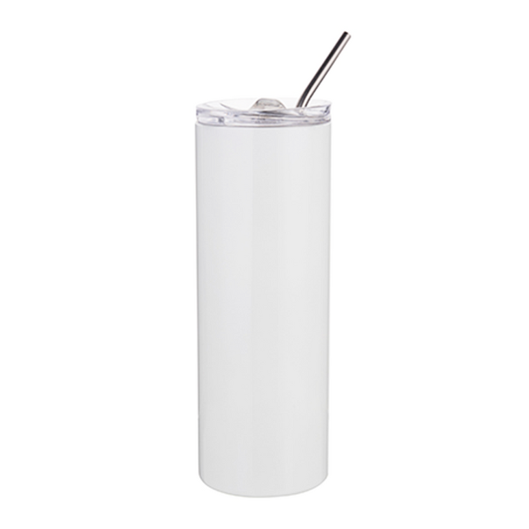 Craft Express 4 Pack 20 oz. Stainless Steel Skinny Sublimation Tumbler with  Lid and Straw