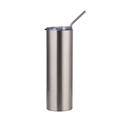 HPN SubliCraft 30 oz. Sublimation Stainless Steel Skinny Tumbler with Straw - Silver