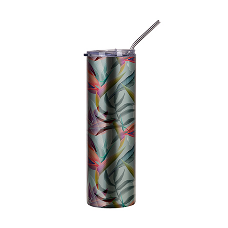 HPN SubliCraft 30 oz. Sublimation Stainless Steel Skinny Tumbler with Straw - Silver