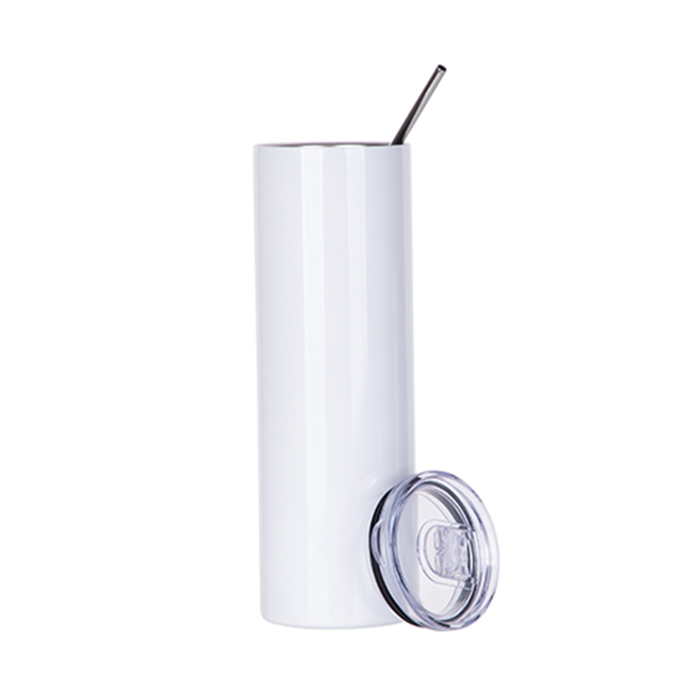 HPN SubliCraft 20 oz. Silver Sublimation Stainless Steel Skinny Tumbler  with Straw