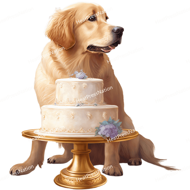 Dog with Cake Design