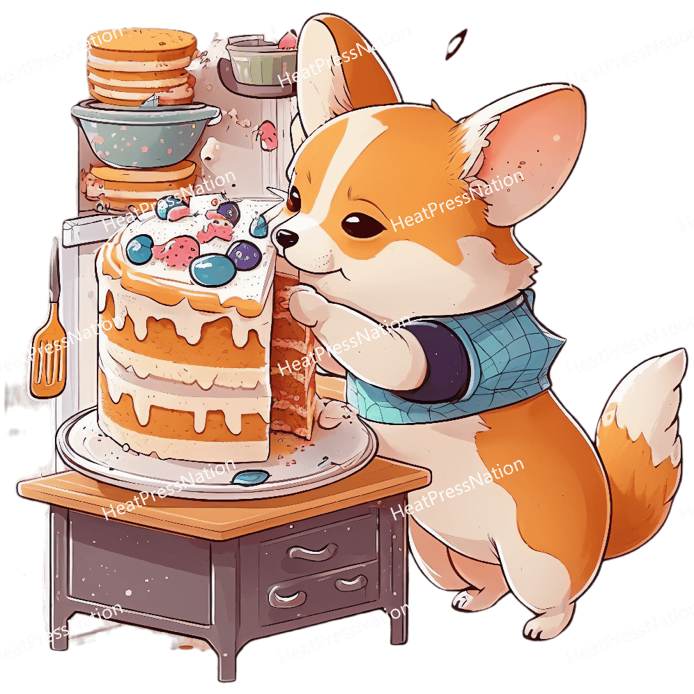 Dog Eating Cake Design - HeatPressNation