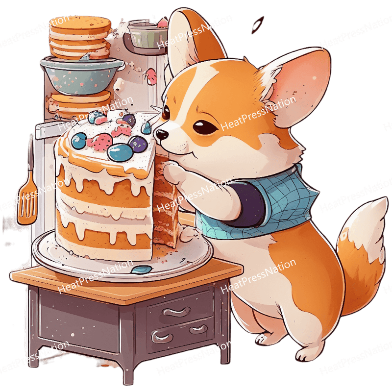 Dog Eating Cake Design