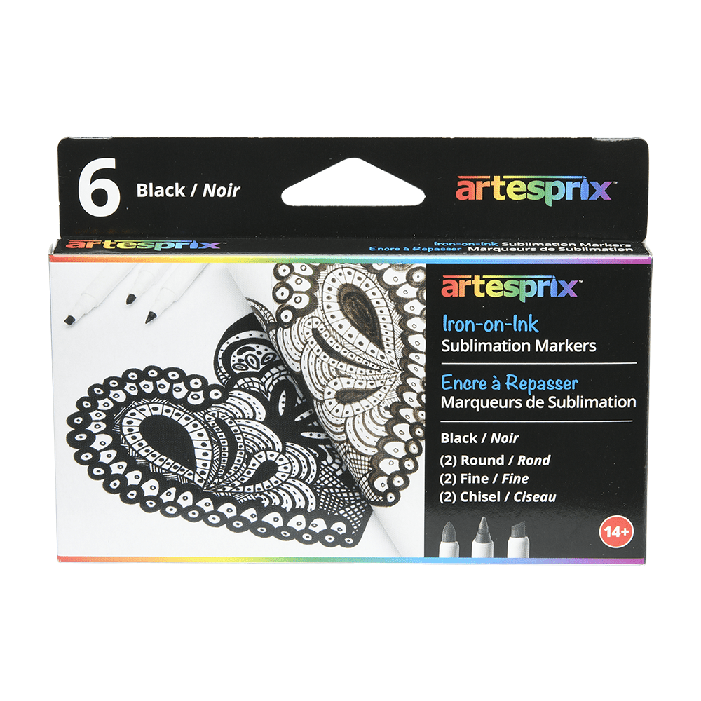 Artesprix Black Sublimation Permanent Thermal Heat Transfer Markers (6 ct) - HeatPressNation