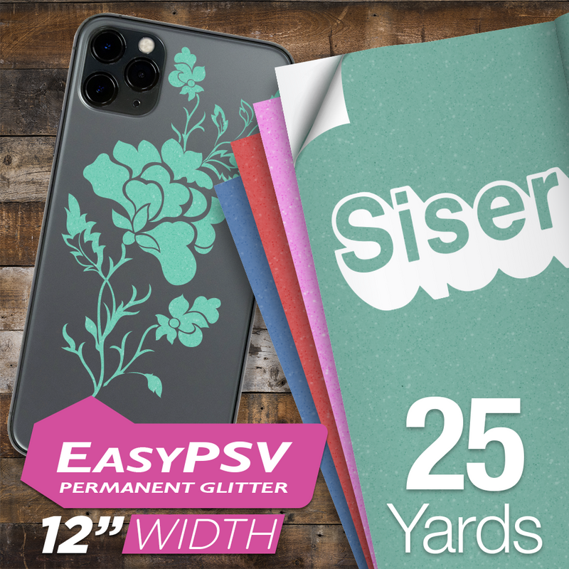 Siser EasyPSV Glitter Permanent Adhesive Sticker Vinyl - 12" x 25 Yards