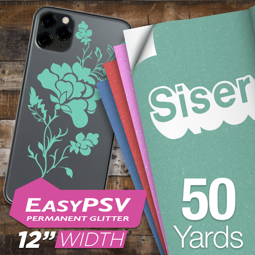 Siser EasyPSV Glitter Permanent Adhesive Sticker Vinyl - 12" x 50 Yards