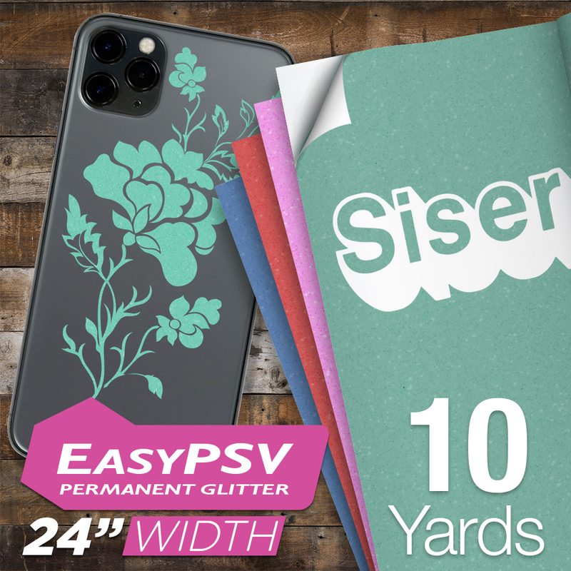 Siser EasyPSV Glitter Permanent Adhesive Sticker Vinyl - 24" x 10 Yards