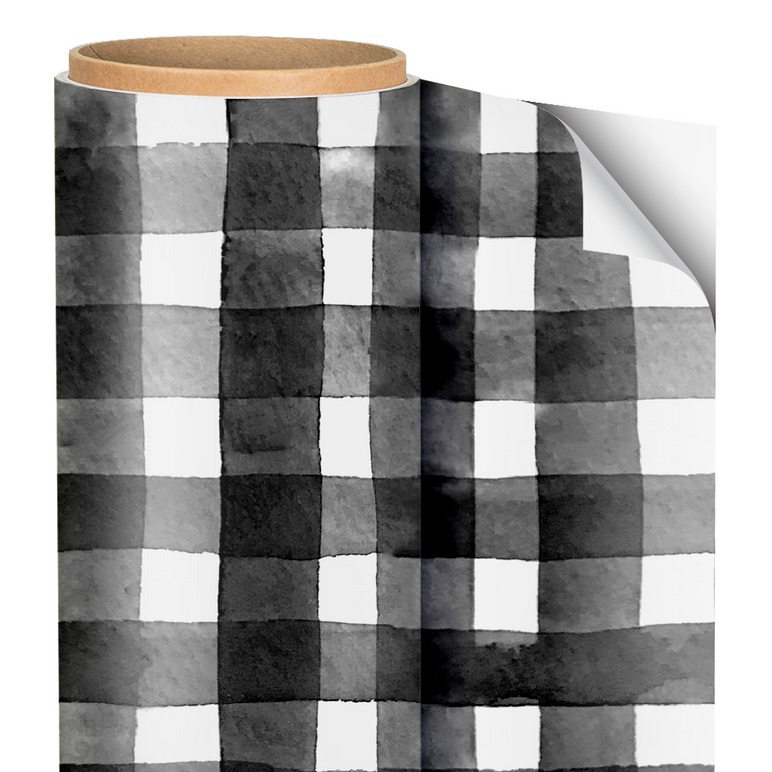 Black & White Glossy 12x5 yards permanent adhesive vinyl